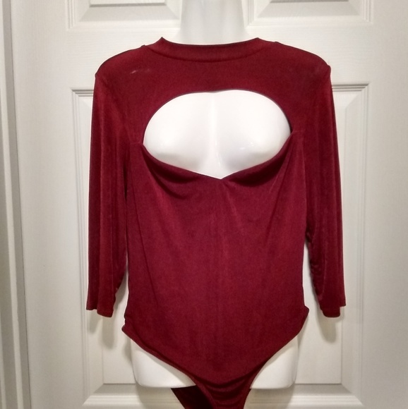 Mock Neck❤ with Cutout Detail Plus Size BodySuit - Picture 6 of 6